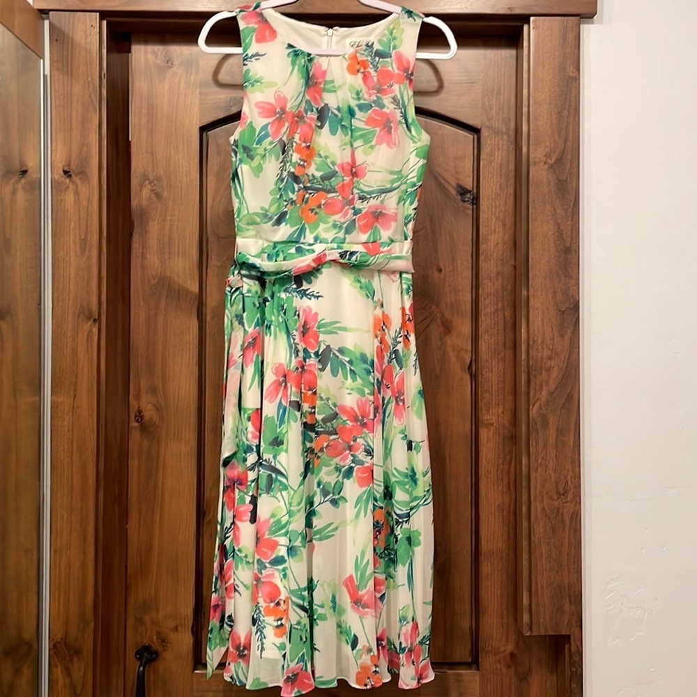 Eliza J Floral Chiffon Sleeveless Dress - Size 2